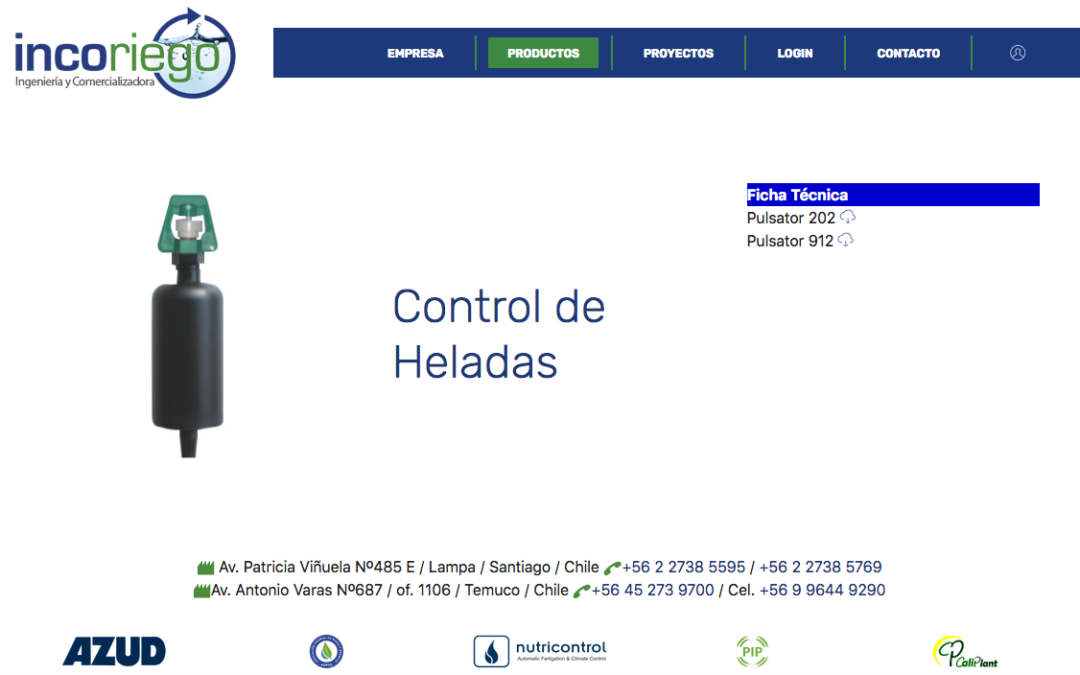 Incoriego, sistemas con Eficiencia de Riego