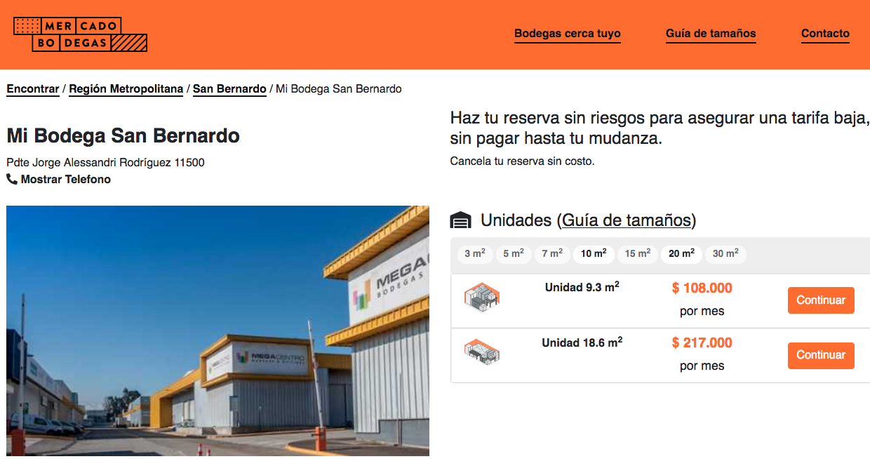 servicio de Mini bodegas para arrendar en chile