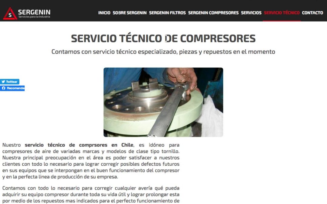 Sergenin, venta de compresores de aire y filtros coalescentes